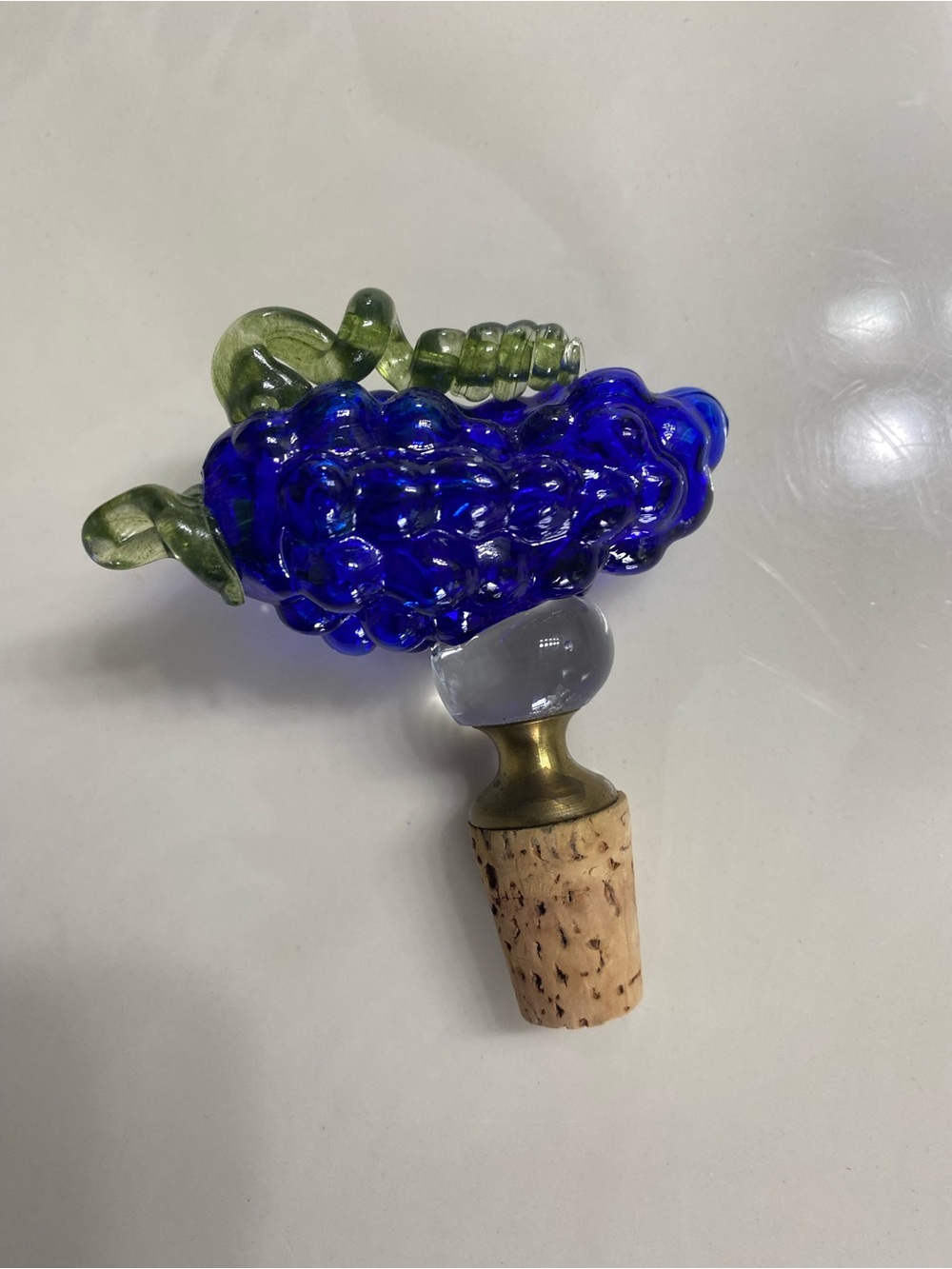 Mikasa Blue Grape Cluster Glass Wine Bottle Stopper